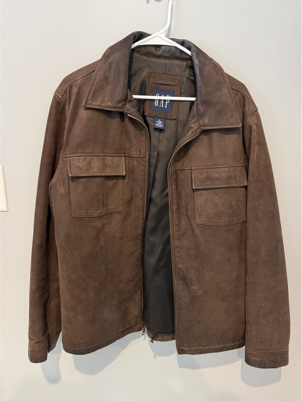 GAP Mens Genuine Leather Jacket Brown Size M Vintage 90s